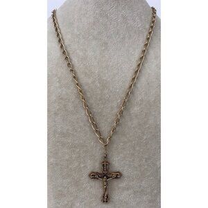 Vintage Sarah Coventry Gold Tone Cross Pendant Necklace